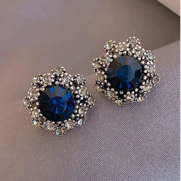 Jewelry - 5/$25 Crystal Stud Earrings Blue Crystal Decorated Stud Earrings